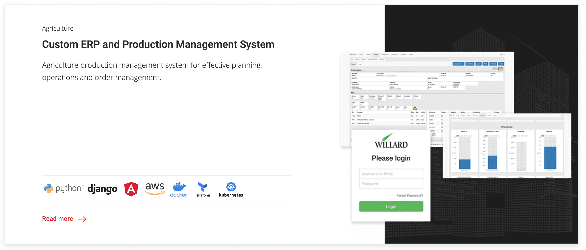 Custom ERP and production management system