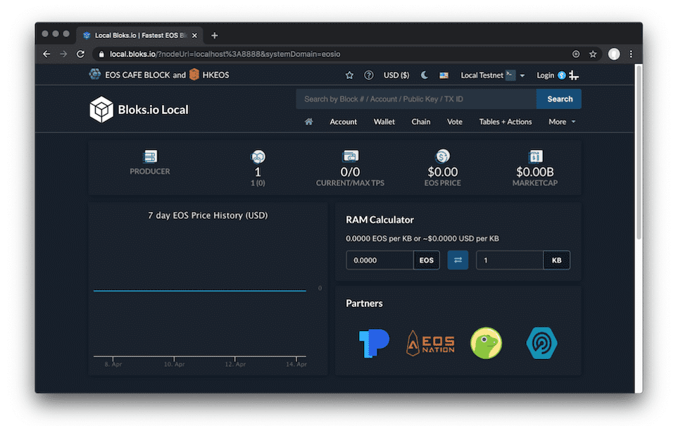 EOS testnet - You can use bloks.io explorer to verify if fresh EOS node with our config works.