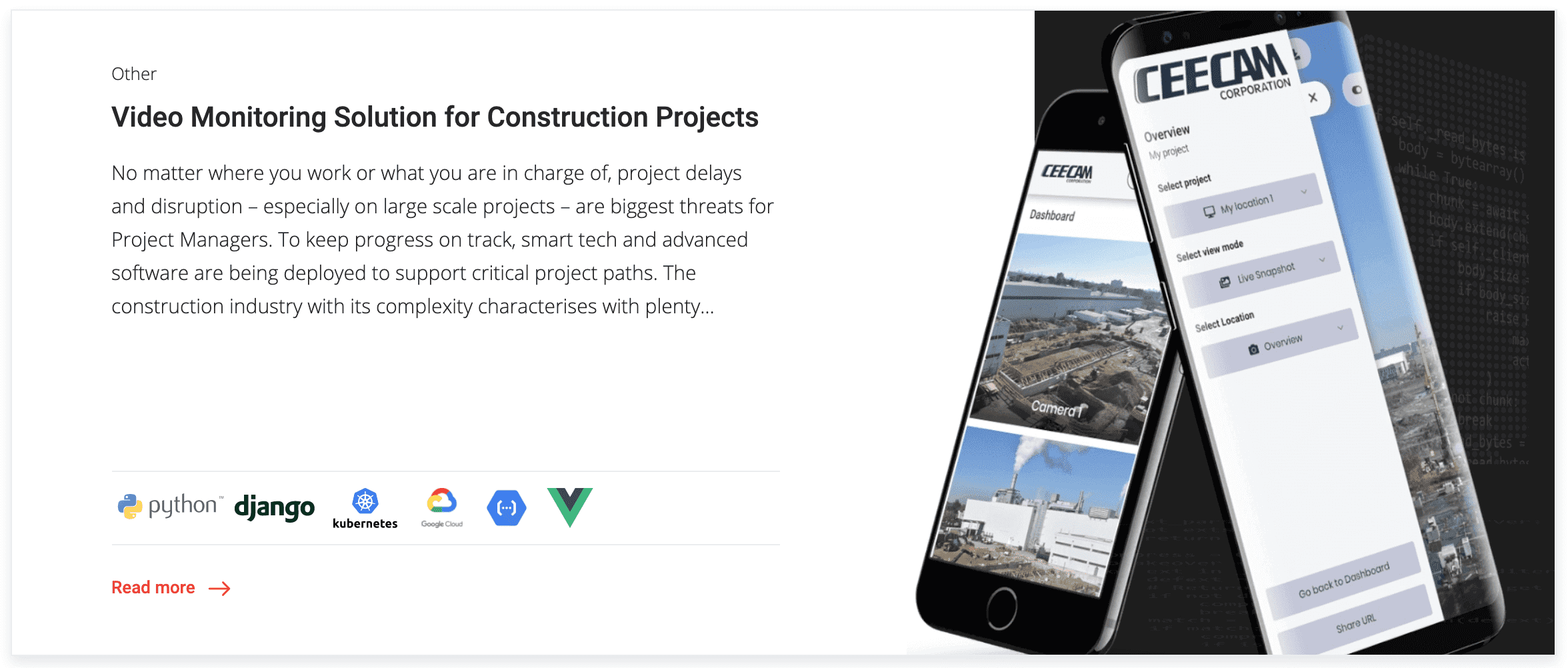 Video monitoring solution for construction projects