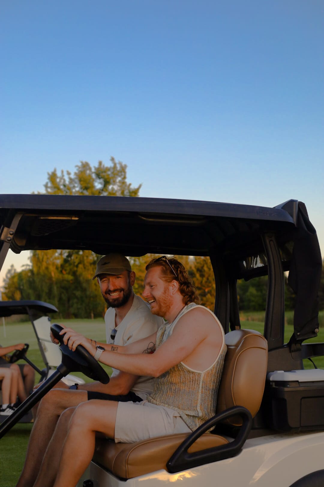 Team member taking a jeep ride